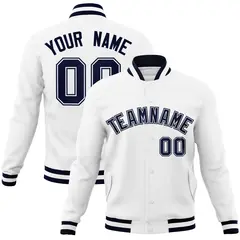 White Navy-White Classic Varsity Full-Snap Letterman Jacket