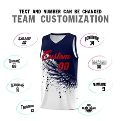 White Navy Wing Pattern Basketball Jersey Sports Uniform 4