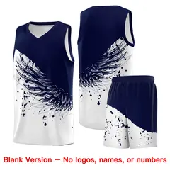 White Navy Wing Pattern Basketball Jersey Sports Uniform 7