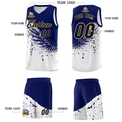 White Navy Wing Pattern Basketball Jersey Sports Uniform 5
