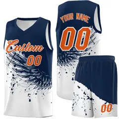 White Navy Wing Pattern Basketball Jersey Sports Uniform 1