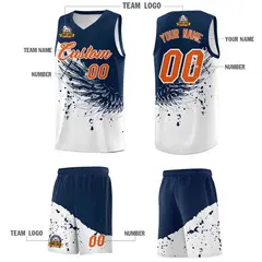 White Navy Wing Pattern Basketball Jersey Sports Uniform 5