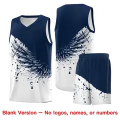 White Navy Wing Pattern Basketball Jersey Sports Uniform 7