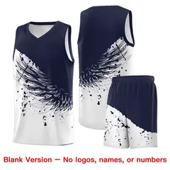 White Navy Wing Pattern Basketball Jersey Sports Uniform 7