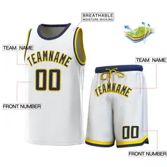 White Navy-Yellow Classic Sets Basketball Jersey 2