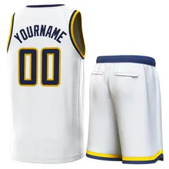 White Navy-Yellow Classic Sets Basketball Jersey 3