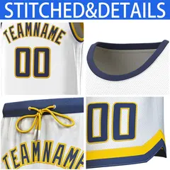 White Navy-Yellow Classic Sets Basketball Jersey 6