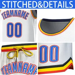 White Navy-Yellow Classic Sets Basketball Jersey 6