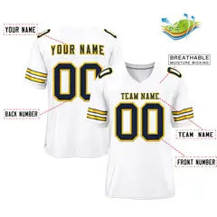 White Navy-Yellow Classic Style Authentic Football Jersey 2