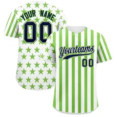 White Neon Green American Flag Graffiti Baseball Jersey