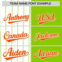 White Neon Green and Orange Pinstripe Raglan Baseball Jersey 3