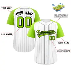 White Neon Green-Black Stripe Raglan Sleeves Baseball Jersey 2