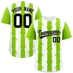 White Neon Green Blade Pattern Raglan Baseball Jersey