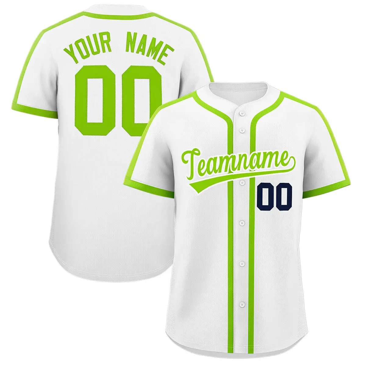 White Neon Green Classic Authentic Baseball Jersey