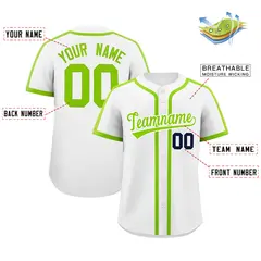 White Neon Green Classic Authentic Baseball Jersey 2