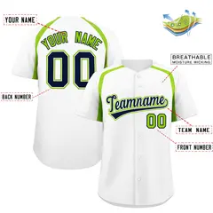 White Neon Green Color Block Authentic Baseball Jersey 2