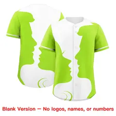 White Neon Green Couple Silhouettes Valentine's Day Baseball Jersey 2