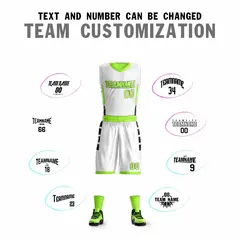 White Neon Green Double Side Sportswear Basketball Jersey 2