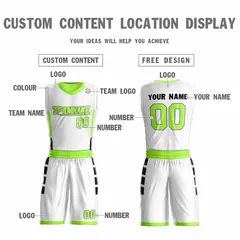 White Neon Green Double Side Sportswear Basketball Jersey 3