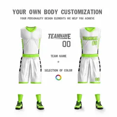 White Neon Green Double Side Sportswear Basketball Jersey 4