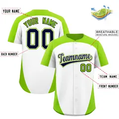 White Neon Green Edge Color Block Authentic Baseball Jersey 2