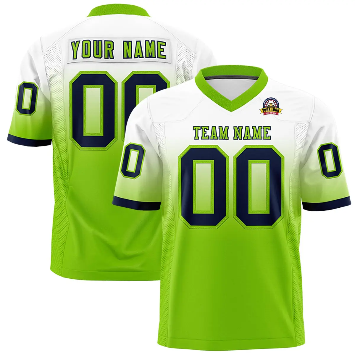 White Neon Green Gradient Authentic Football Jersey