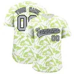 White Neon Green Graffiti Pattern Baseball Jersey 1