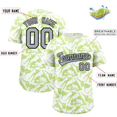 White Neon Green Graffiti Pattern Baseball Jersey 2