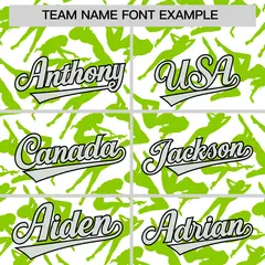 White Neon Green Graffiti Pattern Baseball Jersey 3