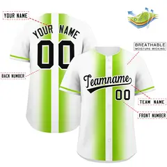 White Neon Green Lapel Gradient Fashion Baseball Jersey 2