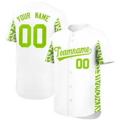 White Neon Green Leopard Graffiti Side Baseball Jersey 1