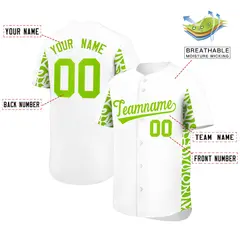 White Neon Green Leopard Graffiti Side Baseball Jersey 2