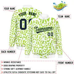 White Neon Green Leopard Graffiti Varsity Letterman Jacket 2