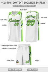 White Neon Green-Navy Classic Sets Basketball Uniform Jersey 2