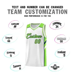 White Neon Green-Navy Classic Sets Basketball Uniform Jersey 4