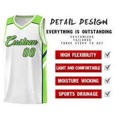 White Neon Green-Navy Classic Sets Basketball Uniform Jersey 5