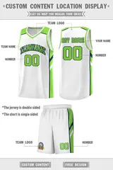White Neon Green-Navy Classic Sets Basketball Uniform Jersey 2