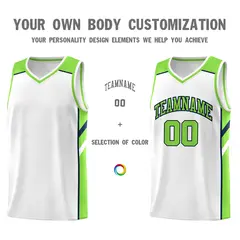 White Neon Green-Navy Classic Sets Basketball Uniform Jersey 3
