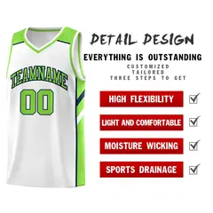 White Neon Green-Navy Classic Sets Basketball Uniform Jersey 5