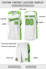 White Neon Green-Navy Classic Sets Basketball Uniform Jersey 2