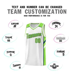 White Neon Green-Navy Classic Sets Basketball Uniform Jersey 4