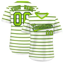 White Neon Green-Navy Horizontal Stripe Pullover Baseball Jersey