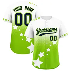 White Neon Green Navy Rising Stars Gradient Baseball Jersey