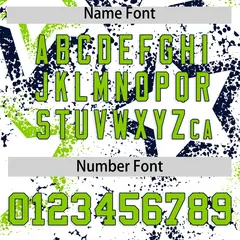 White Neon Green Navy Star Ink Graffiti Baseball Jersey 4