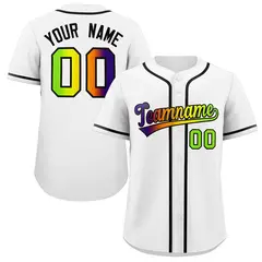 White Neon Green-Purple Gradient Fashion Baseball Jersey