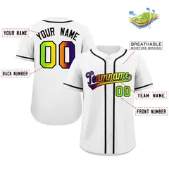 White Neon Green-Purple Gradient Fashion Baseball Jersey 2