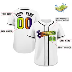 White Neon Green-Purple Gradient Fashion Baseball Jersey 2