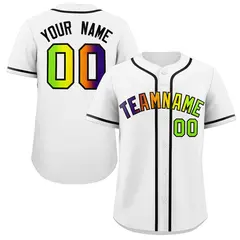 White Neon Green-Purple Gradient Fashion Baseball Jersey