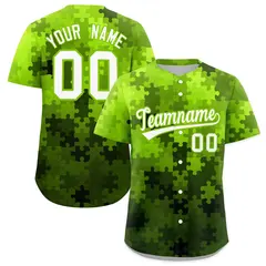 White Neon Green Puzzle Elements Baseball Jersey