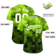 White Neon Green Puzzle Elements Baseball Jersey 2